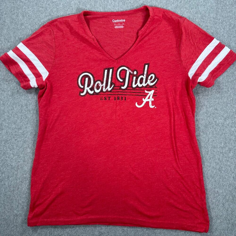 Alabama Crimson Tide Baseball Tee Shirt Women's Medium V-Neck Short Sleeve